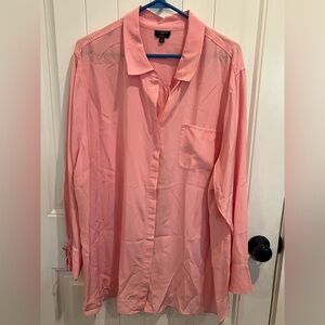 Talbots women’s Casual Long-Sleeve Button-Down Shirt — Pink 3XL